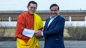 Bhutan King Jigme Khesar Namgyel Wangchuck is greeted on his birthday by the chief minister of Assam